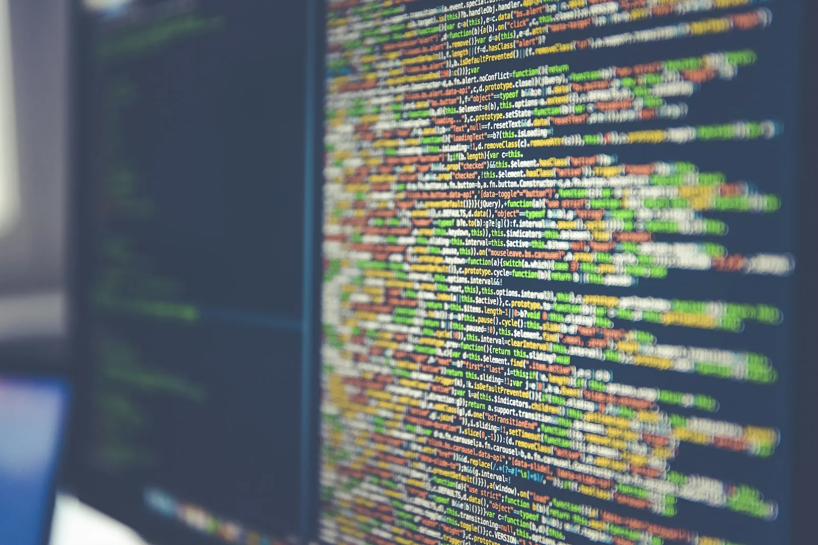 Source code on a dark editor